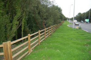 Fencing at Portmore roundabout on the A361 Barnstaple
