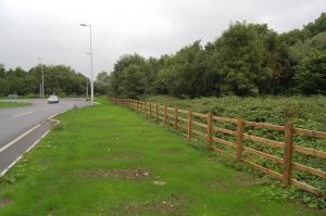 Fencing at Portmore roundabout on the A361 Barnstaple