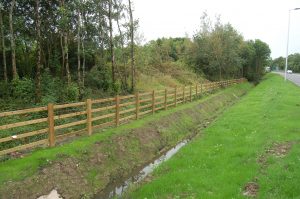 Fencing at Portmore roundabout on the A361 Barnstaple